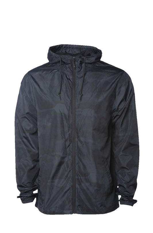 Black Camo Water Resistant Windbreaker