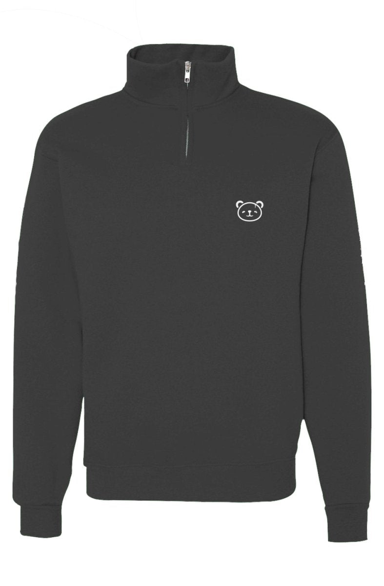 Cadet Collar Quarter Zip Sweatshirt | Black | KOUDA - KOUDA
