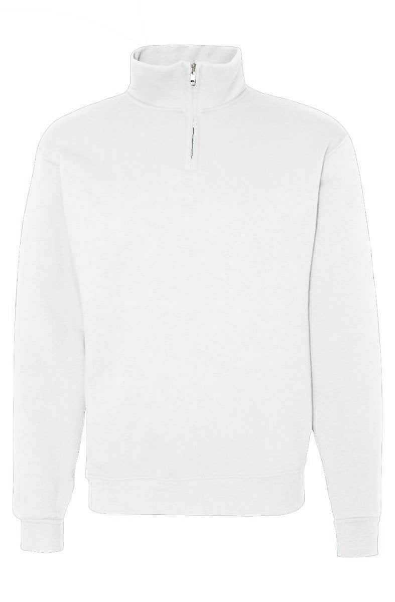 Cadet Collar Quarter Zip Sweatshirt - White | KOUDA - KOUDA