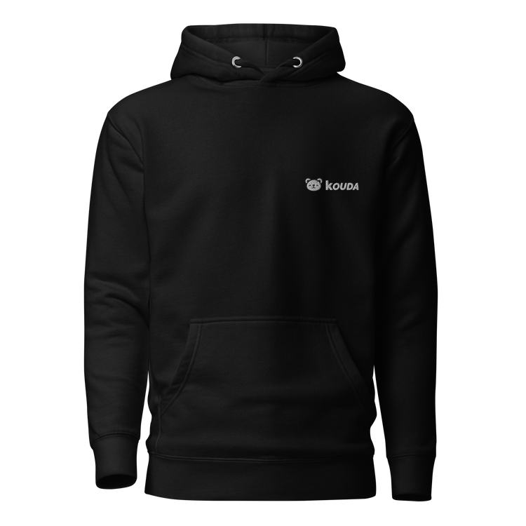 KOUDA Logo Color Front Stitch Hoodie Black — Front View | Streetwear Hoodie