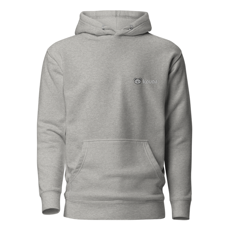 KOUDA Logo Color Front Stitch Hoodie Grey — Front View | Streetwear Hoodie
