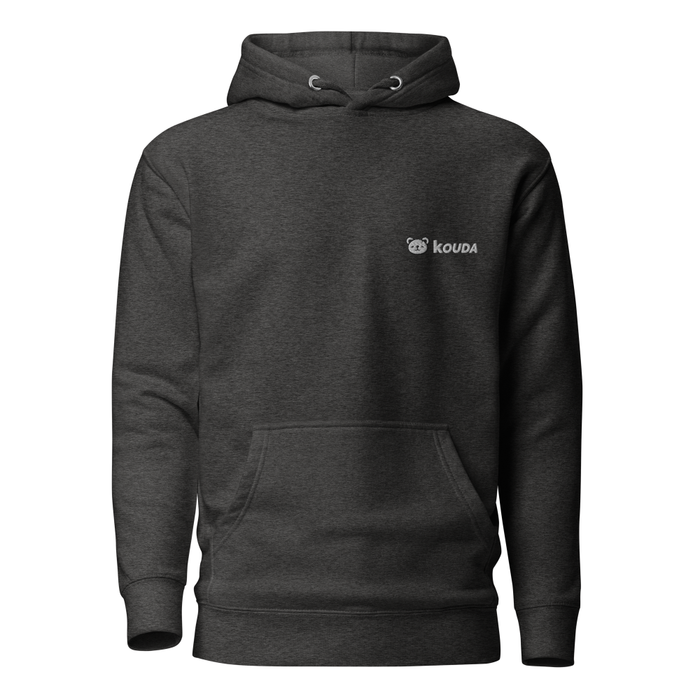 KOUDA Logo Color Front Stitch Hoodie Charcoal — Front View | Streetwear Hoodie