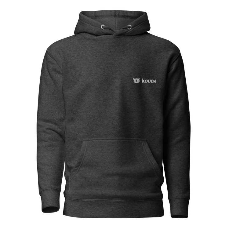 KOUDA Logo Color Front Stitch Hoodie Charcoal — Front View | Streetwear Hoodie